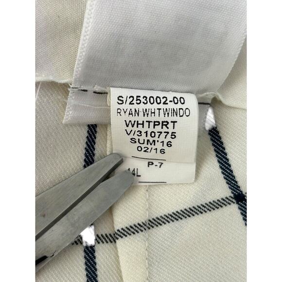 Banana Republic Ryan Pants Size 14L White Black Checkered Mid Rise Straight Leg - Picture 9 of 13